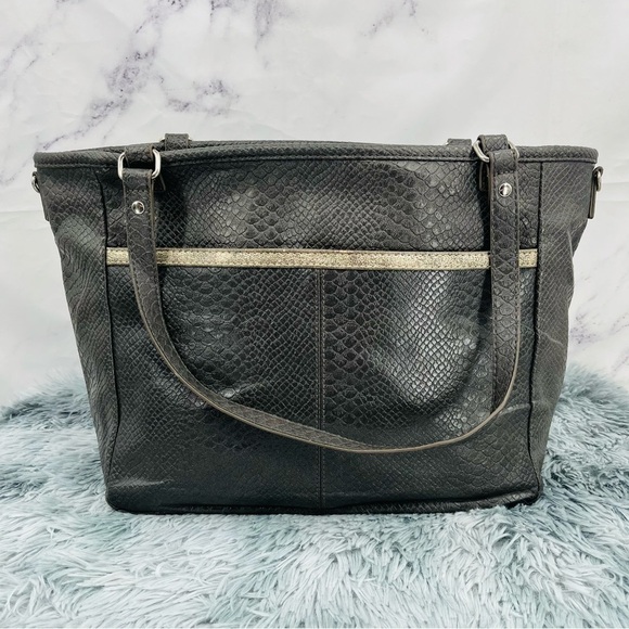 Thirty-One Jewell Townsfair Reversible Tote - City Charcoal Snakes - Picture 5 of 5